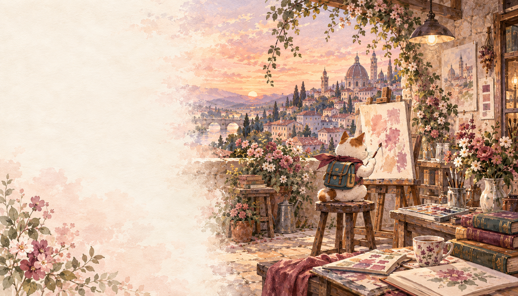 ポータルの旅猫がデザインを学ぶ、夕暮れのアトリエ